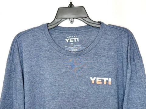 YETI Coolers Sunset Logo T-Shirt Mens XXL Blue Heathered Tri-Blend Short Sleeve