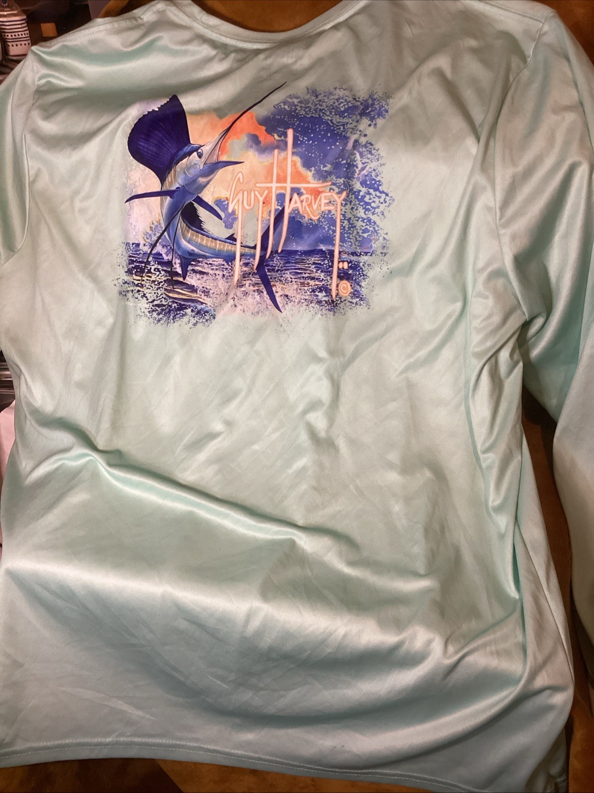 Guy Harvey Performance Long Sleeve Shirts Fish Graphic Print~Lot Of 2~XXL