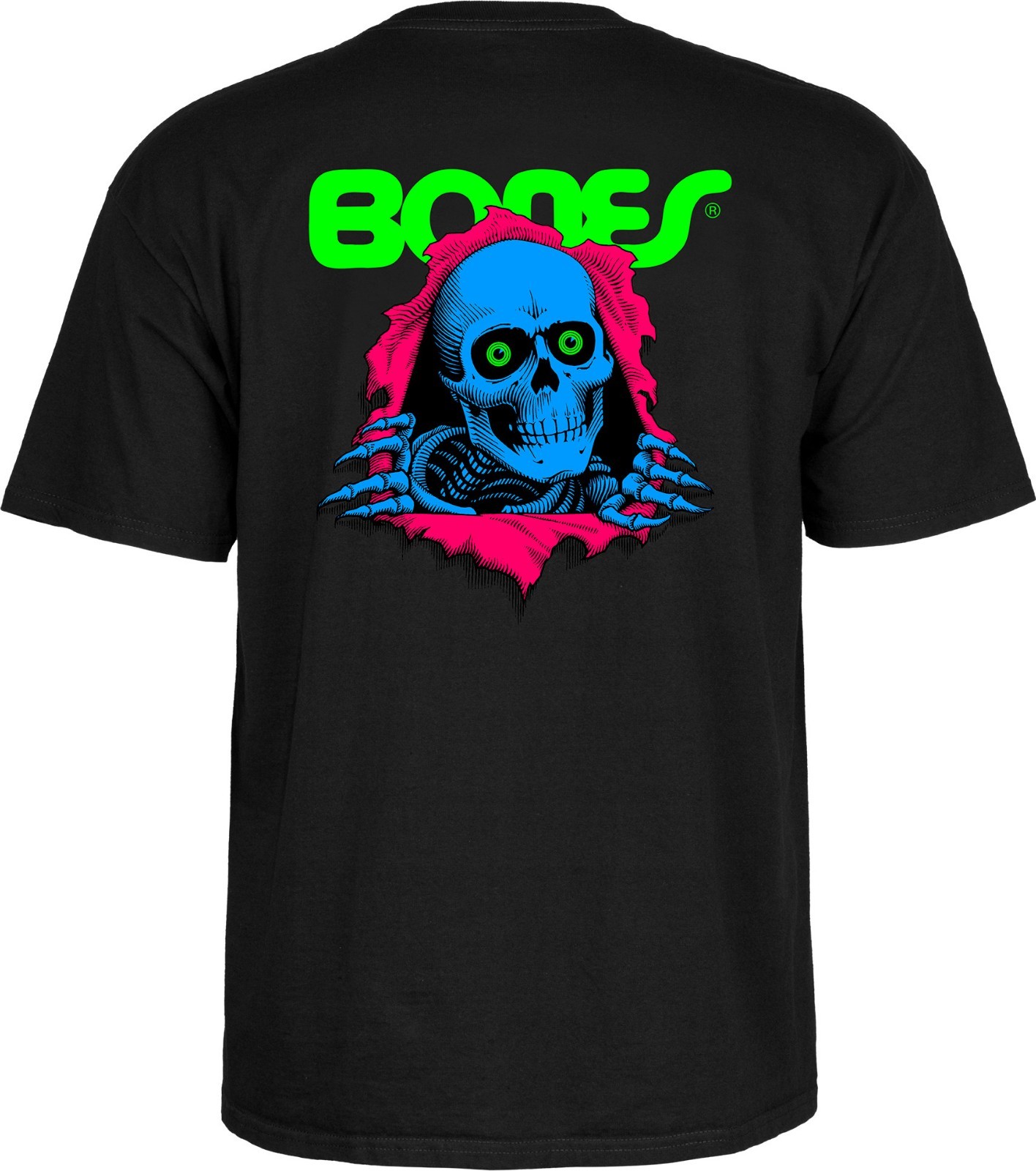 Powell Peralta BONES RIPPER Skateboard T Shirt BLACKLIGHT