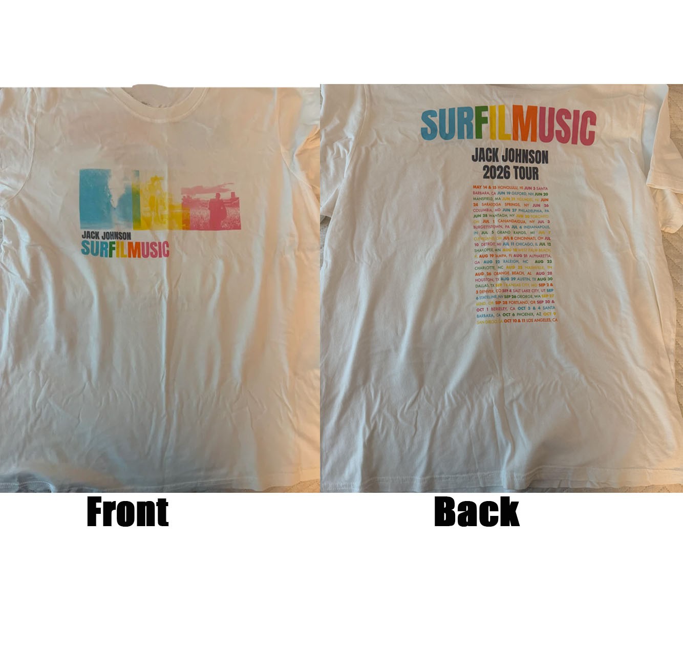 JACK JOHNSON’s SURFILMUSIC SUMMER 2026 TOUR T-shirt Reprint