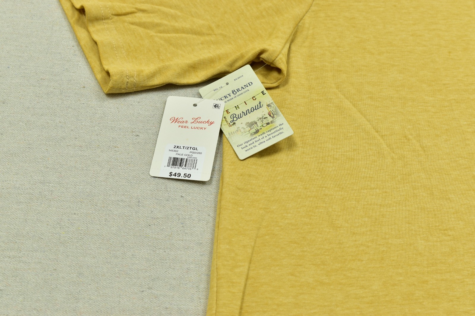 Lucky Brand Men’s Modelo Luchador Yellow Short Sleeve Crew Neck Size 2XLT NEW