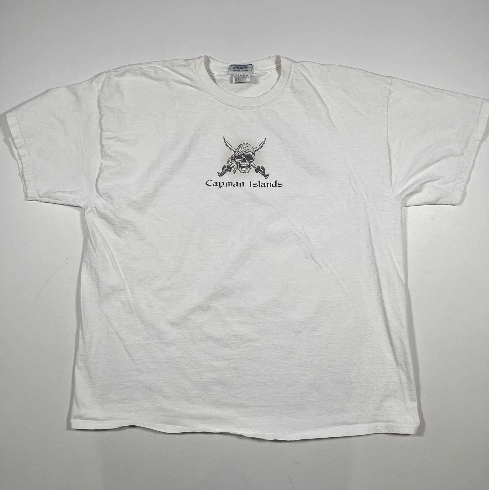 Cayman Islands Caribbean Pirates Shirt Mens 2XL White Del Sol Skull Graphic Tee