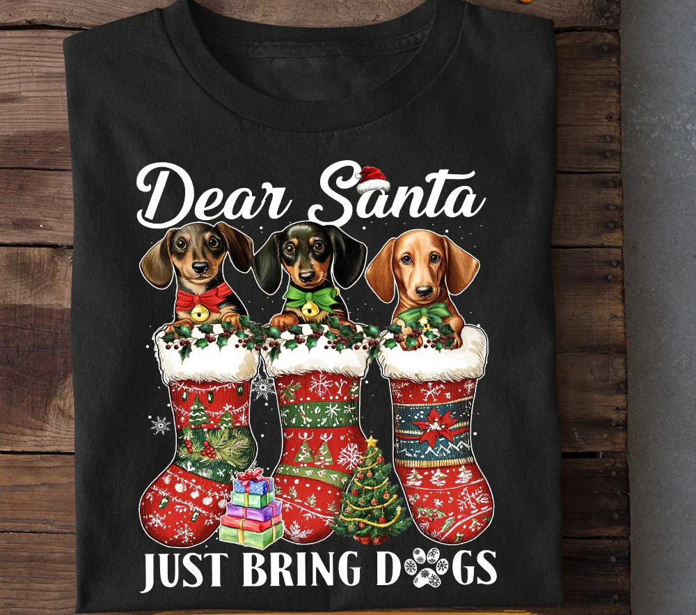 Funny Christmas Dachshund Dog Santa T Shirt All Size S to 5Xl