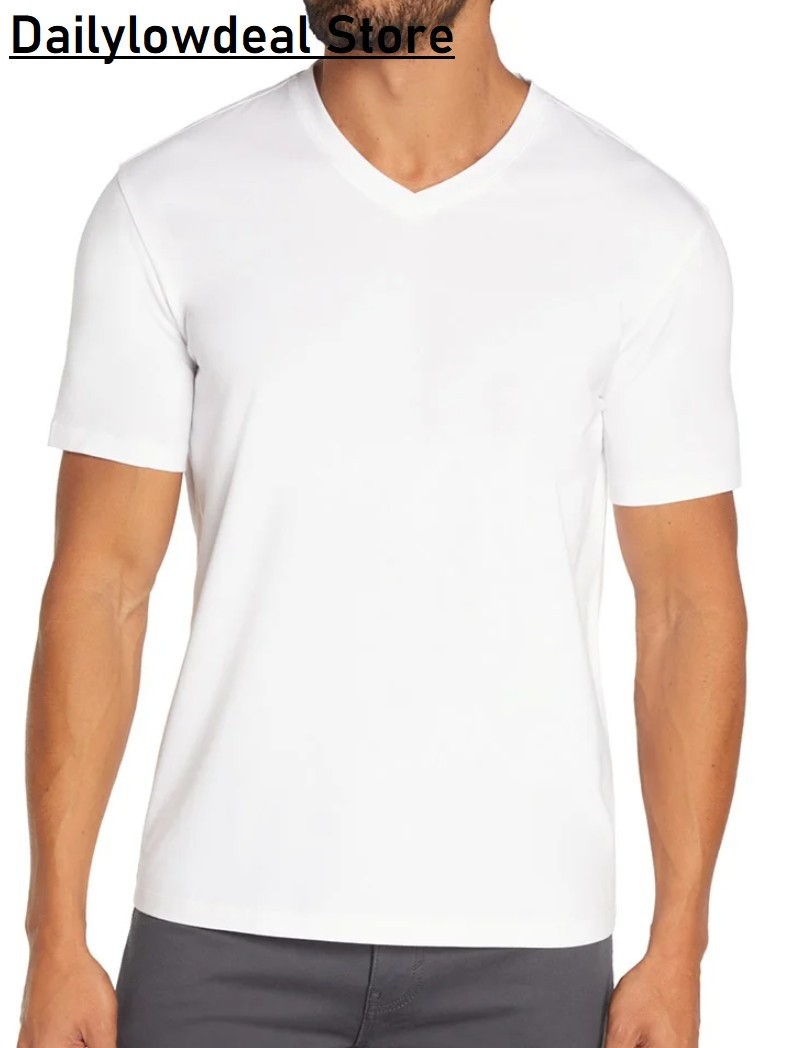3-Pack Banana Republic Men’s V-Neck Tee, Cotton Stretch Tagless BLACK OR WHITE