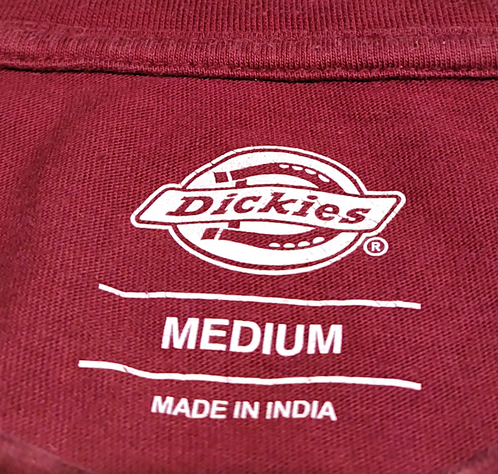 Dickies T-Shirt M Red Burgundy Classic Horseshoe Graphic Logo Cotton Tee Mens
