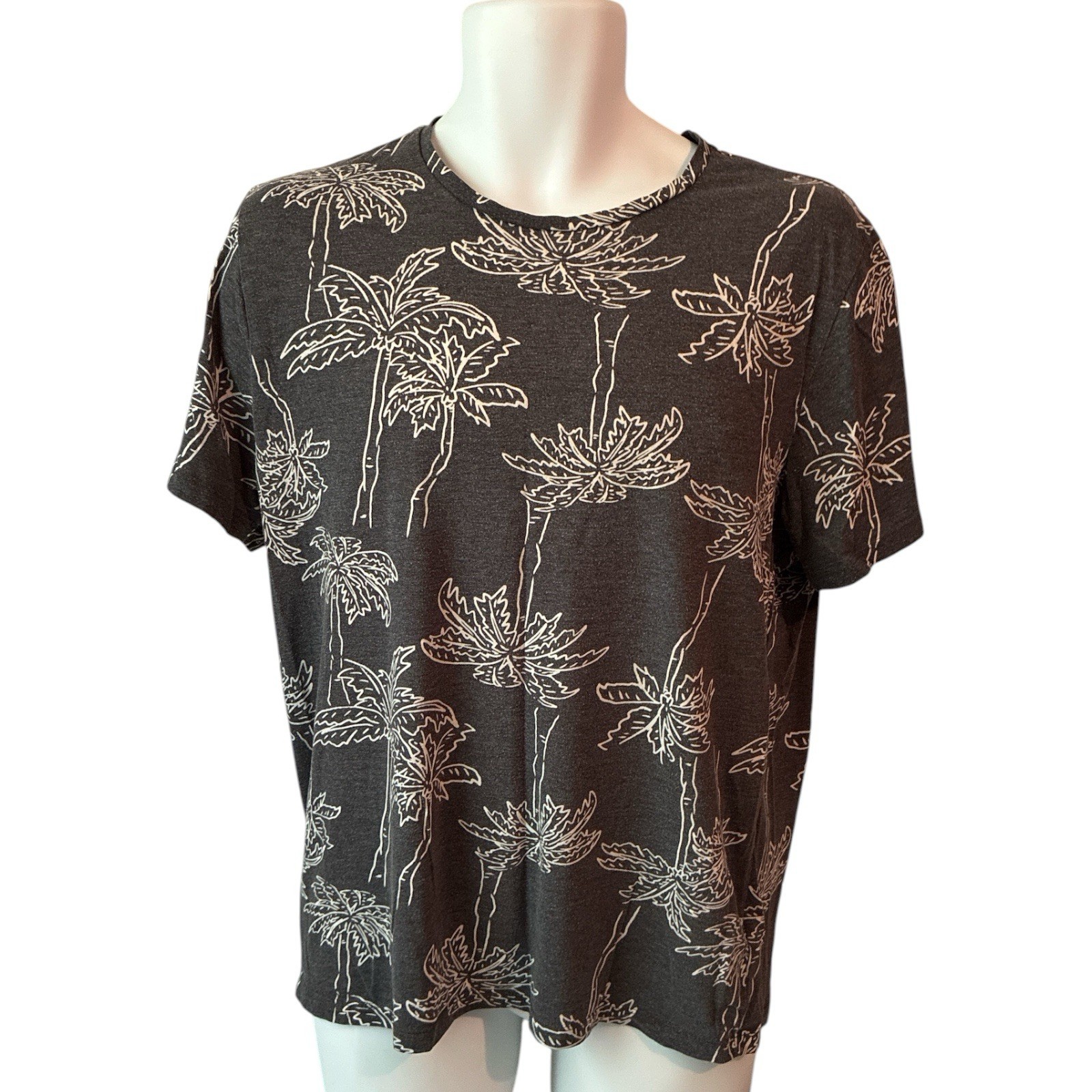 Old Navy Men Short Sleeve Soft Washed T Shirt Palm Gray Size Large Pre Owned