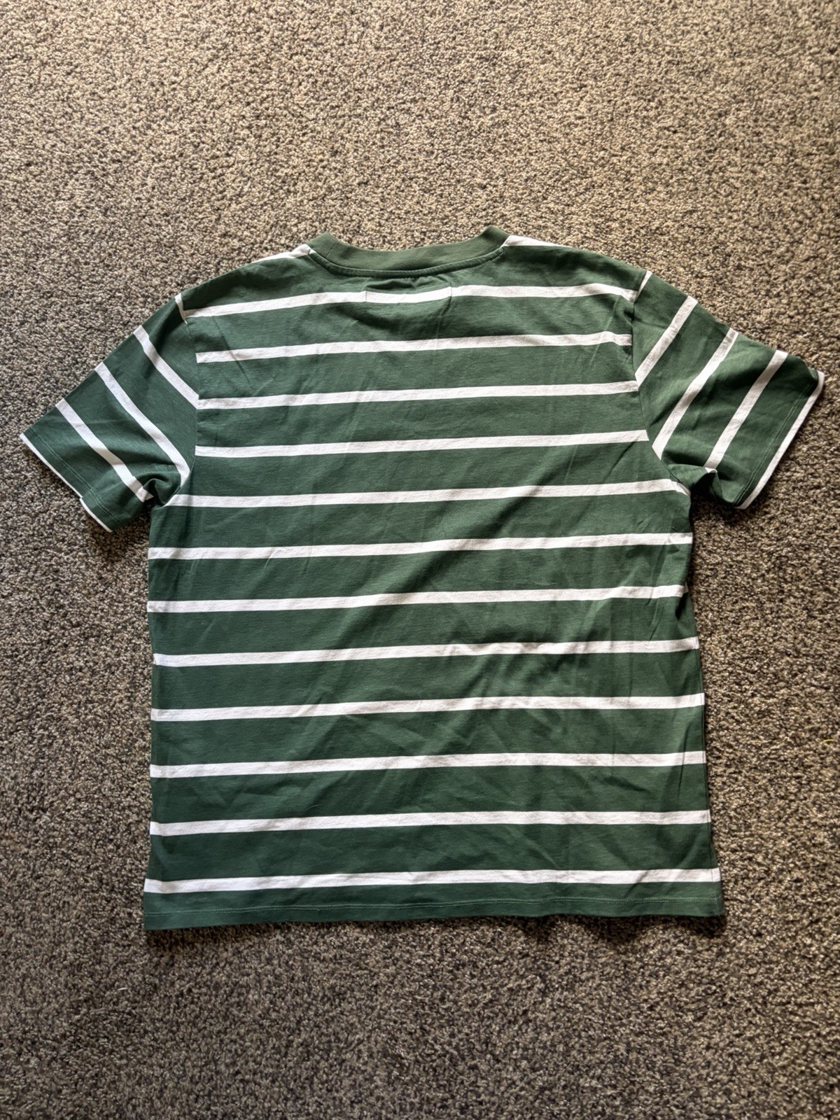 GUESS Originals Green/White Striped Logo Embroidered Crewneck T-Shirt Men’s L