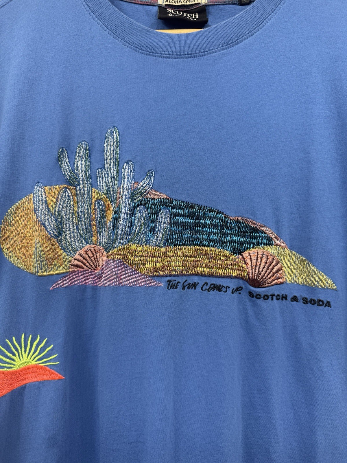 Scotch & Soda x Abel Macias Embroidered T-Shirt Cotton Men LG “The Sun Comes Up”