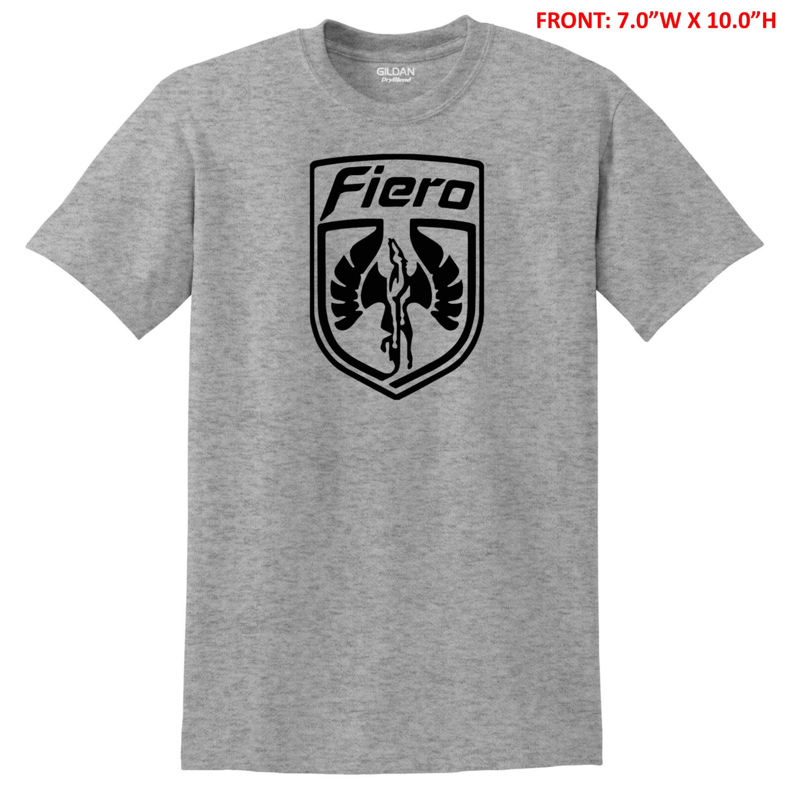 PONTIAC FIERO EMBLEM 7.0″W x 10.0″H UNISEX GILDAN T-SHIRT S-3X -12 COLOR OPTIONS