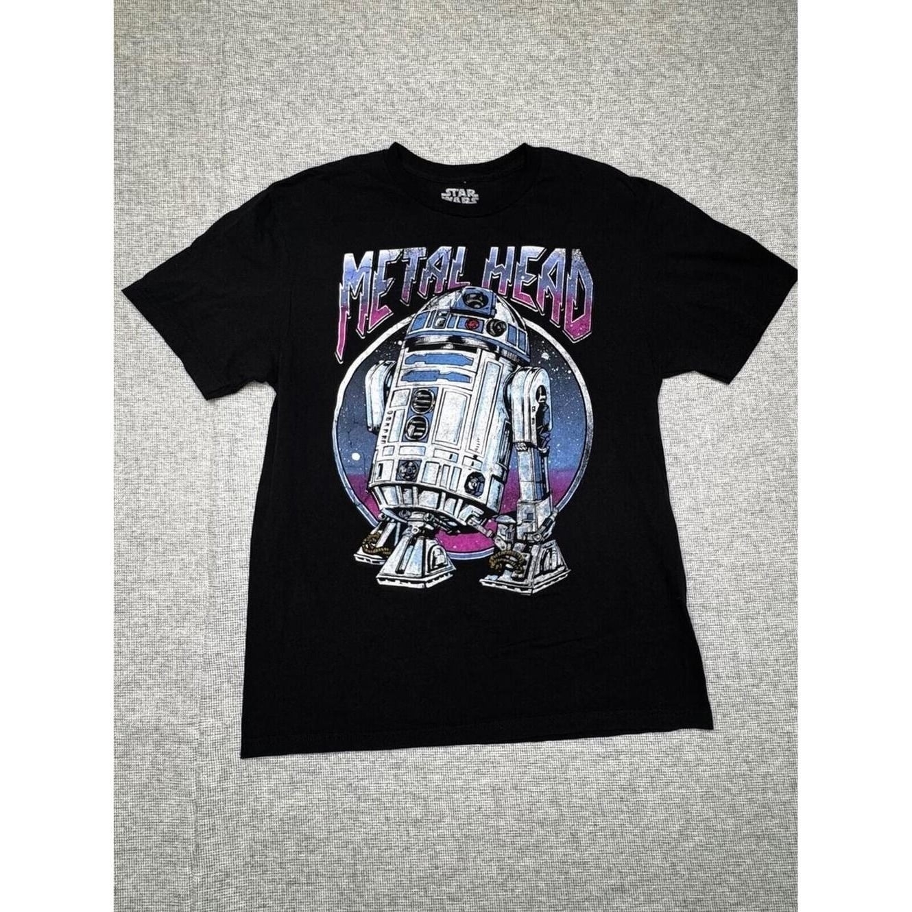 Star Wars Metal Head R2-D2 Black Graphic T-Shirt Size M MAD Engine