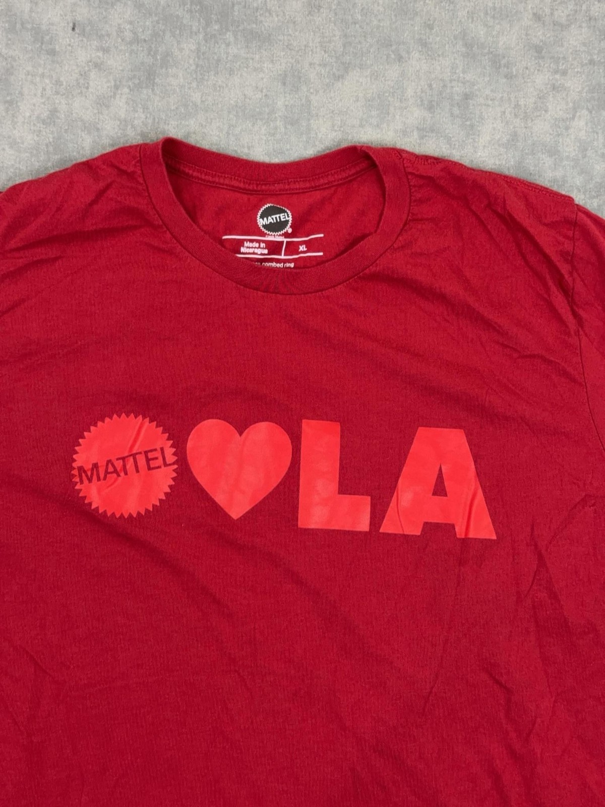 Mattel Shirt Mens XL Red Love LA Logo Graphic Tee Tagless Short Sleeve