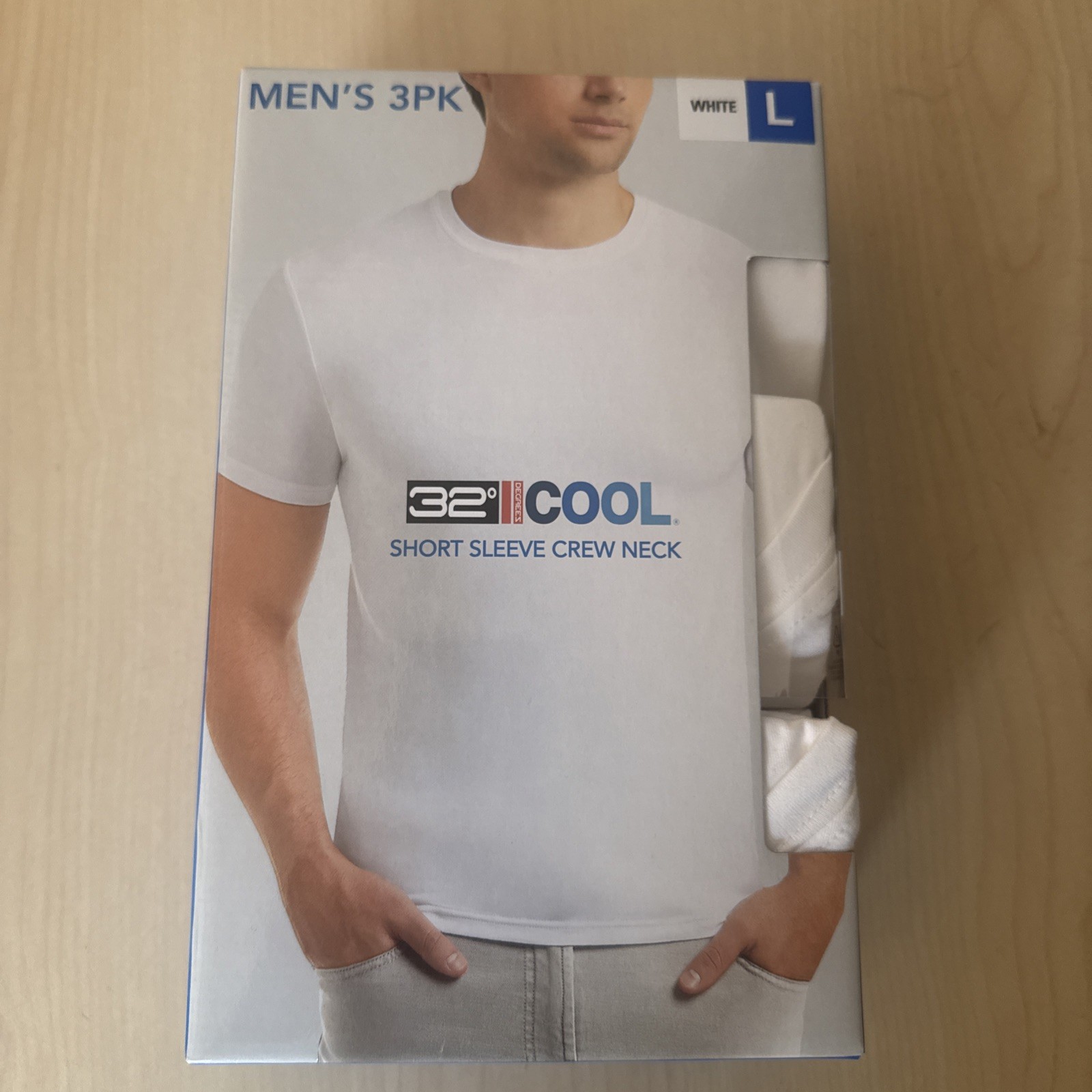 NEW Men’s 32 Degrees Cool Short Sleeve Crew Nck T-Shirts – 3 Pack – White – Med