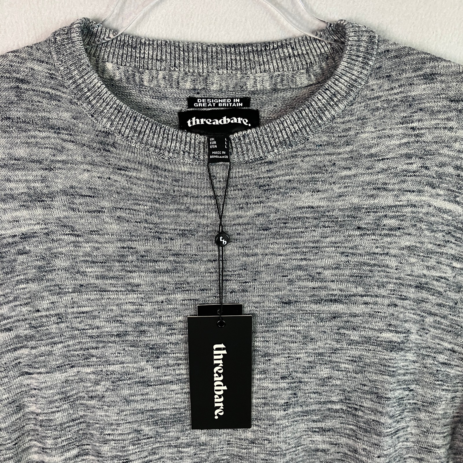 Threadbare Knitted Short Sleeve Tee Gargrave Men’s Size L Fits M Charcoal NWT