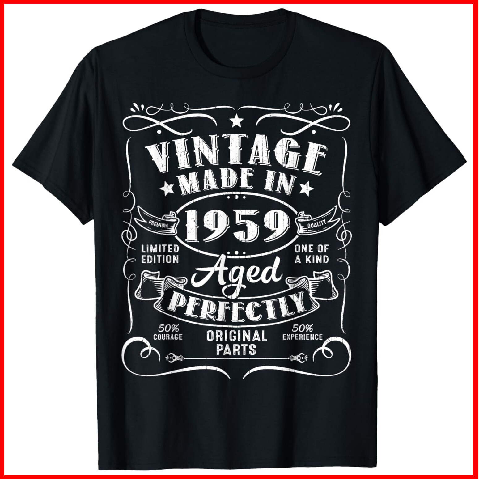 Vintage 65th Birthday Funny 1959 65 Birthday Black Cotton T-Shirt S-5XL