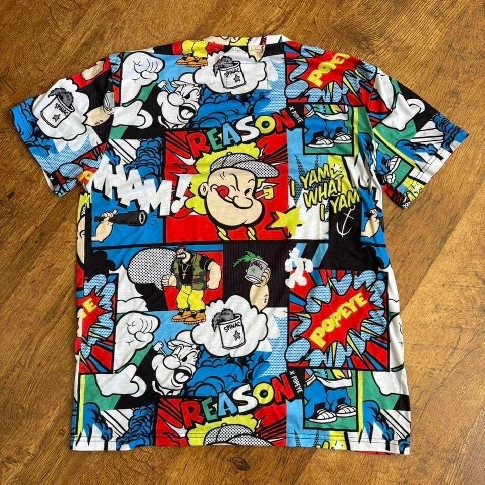 preloved multi-colored Popeye the Sailor Man all over print t-shirt by Reason