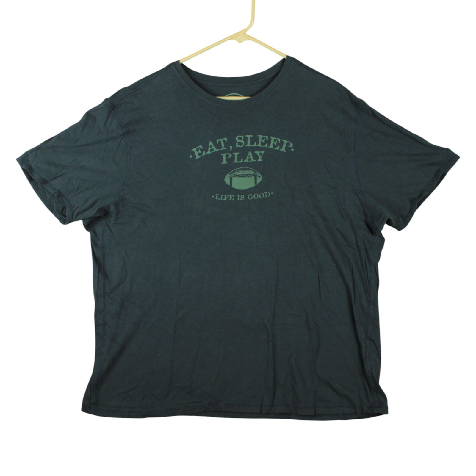 Life Is Good Sleep Semi-Fitted Tee Shirt Mens XL Tear EAT, SLEEP, PLAY FOOTBALL