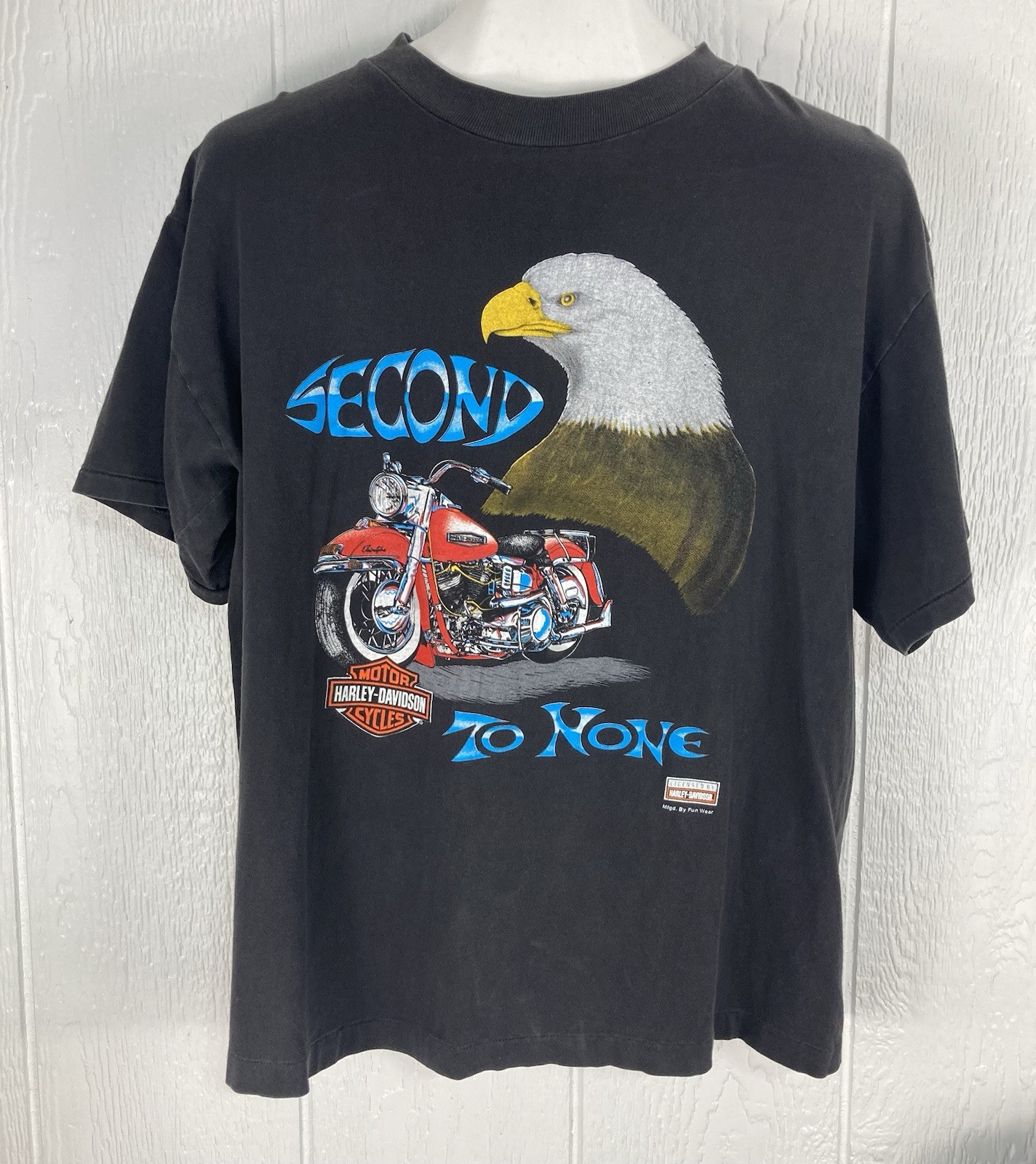 Vtg Harley Davidson Motorcycle T Shirt Single Stitch Eagle Second to None Large
