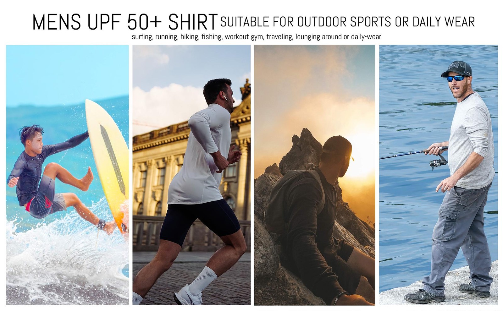 UPF50+ Men’s Sun Protection UV Shirts 1/4 Zip Long Sleeve Performance Golf Tops