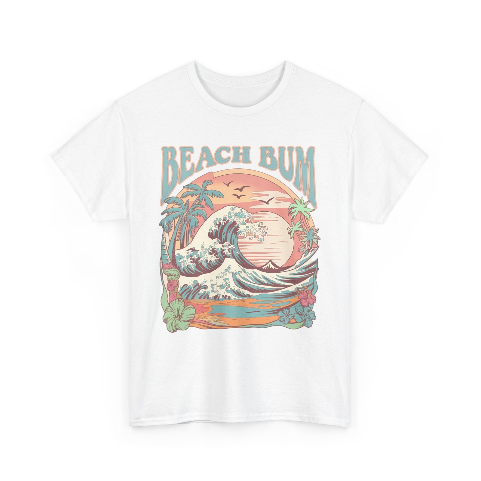 Beach Vibes T-Shirt | Summer Ocean Waves | Beach Bum Retro Tropical Wave Shirt