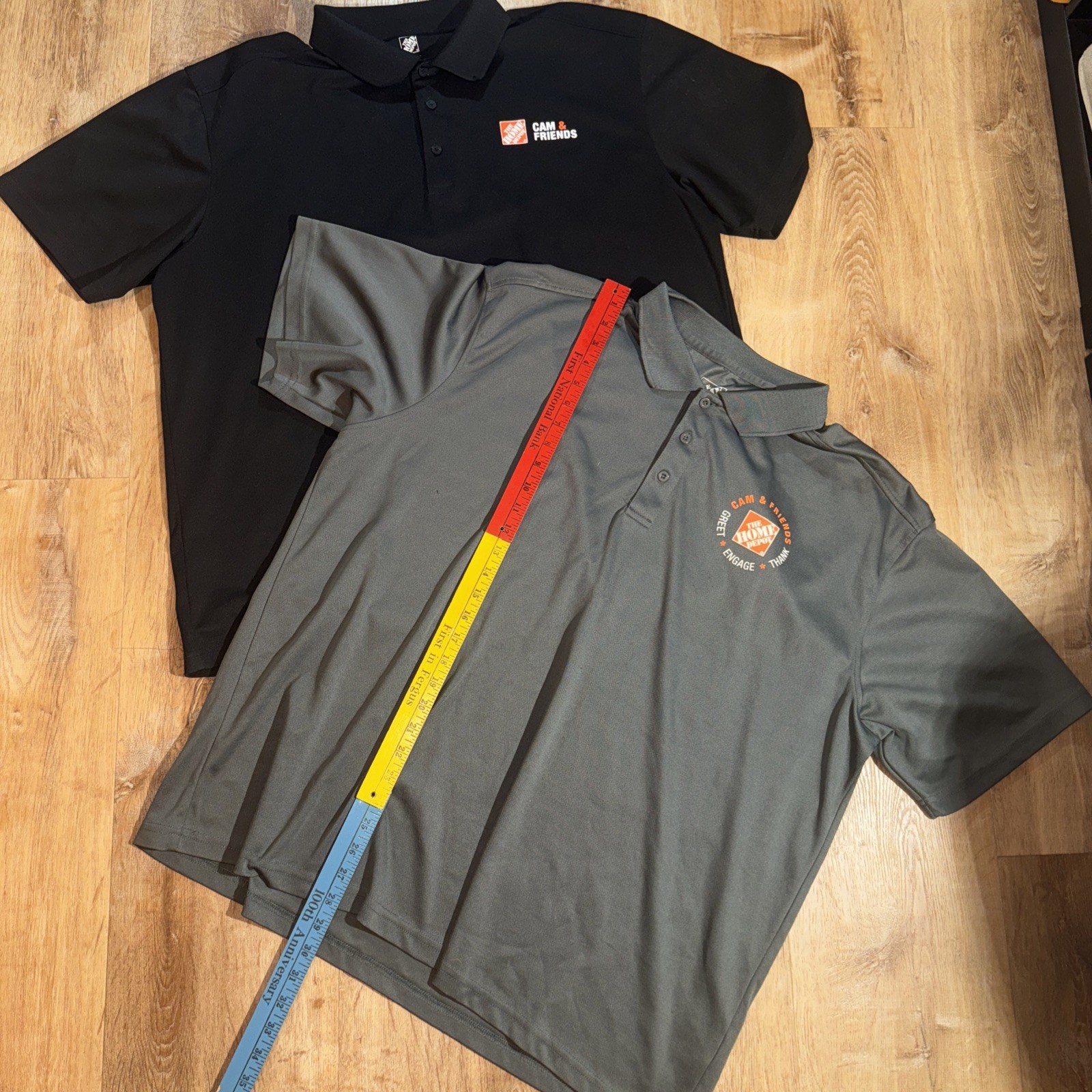 XL Home Depot Cam & Friends Black 100% Poly Polo Shirt Bundle Lot of 2 Gray 2 XL