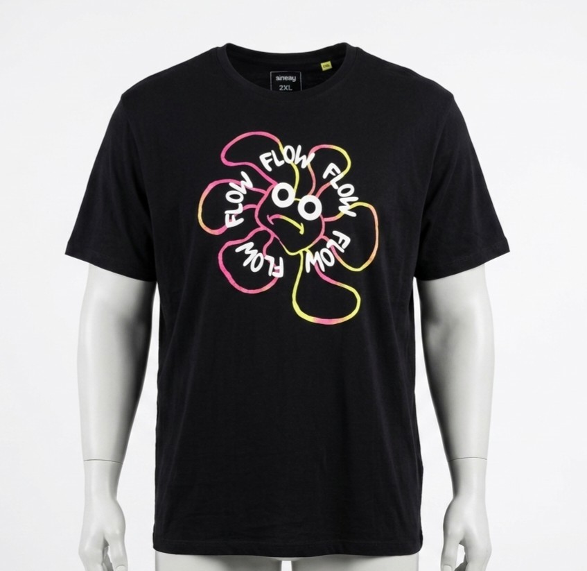 Men’s Black Basic T-shirt Size XXL Colorful Fun Summer Vibe Outfit