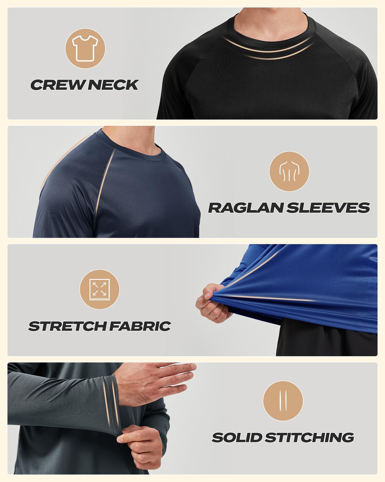 Men Long Sleeve Shirt Quick Dry UV Sun Protection Color Black Size XL