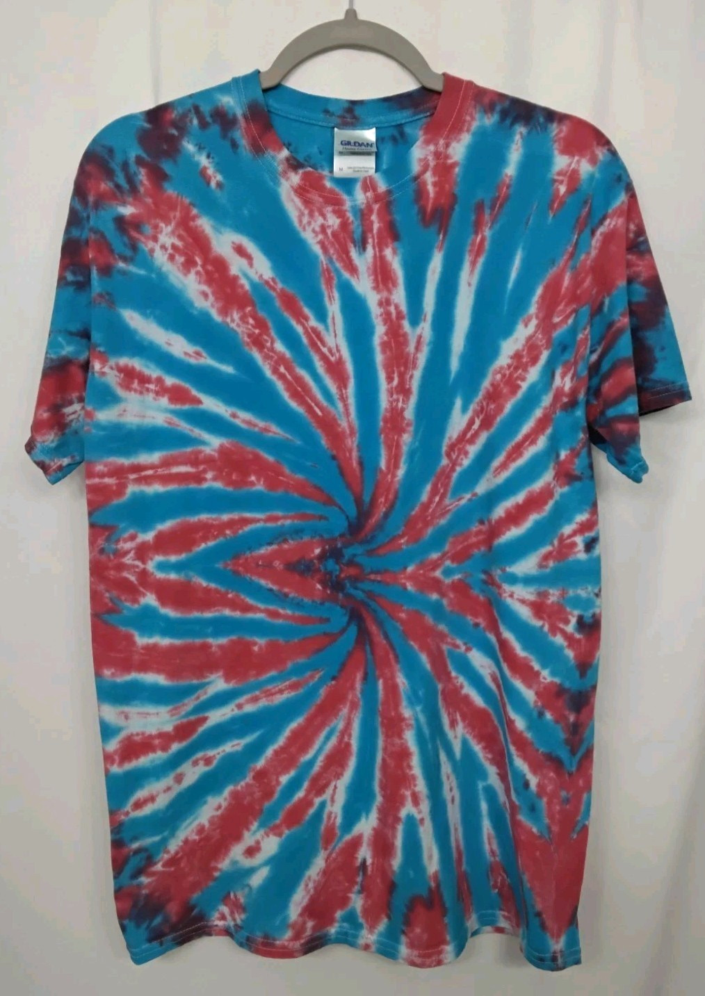 New Tie Dye Men’s Medium T-Shirt Blue Red Adult Multicolor Summer Spider