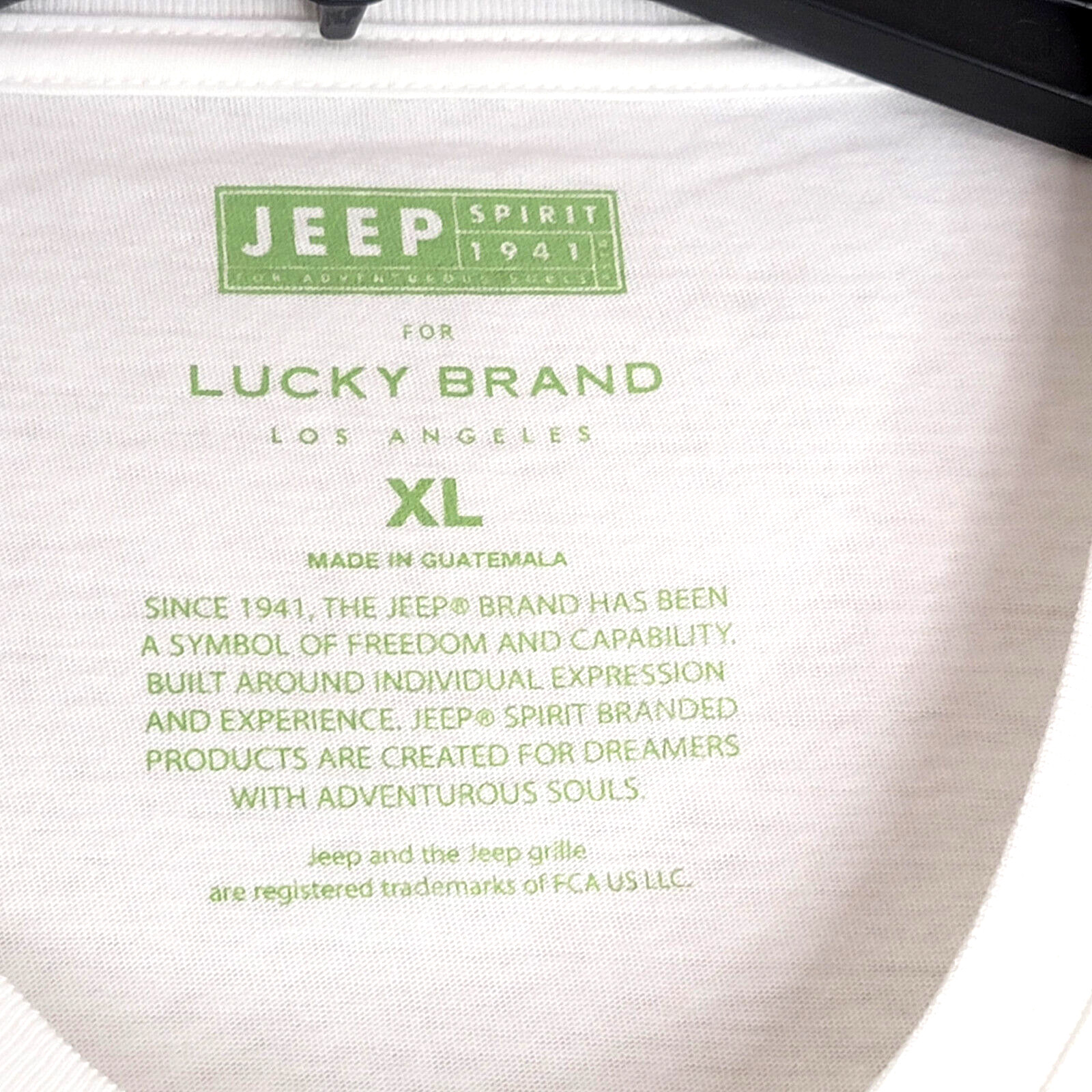 Lucky Brand JEEP SPIRIT T SHIRT MENS XL WHITE 1941 VINTAGE Willys 4X4 FCA NWT