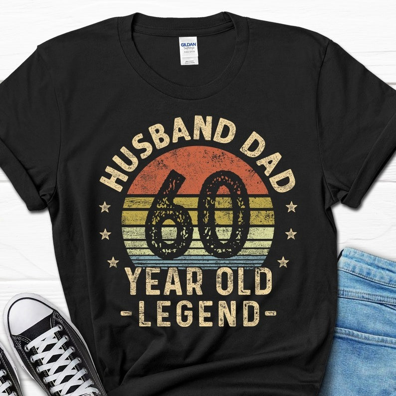 2025/Husband Dad 60 Year Old Legend Retro Shirt, 60th Birthday T-shirt for Him,
