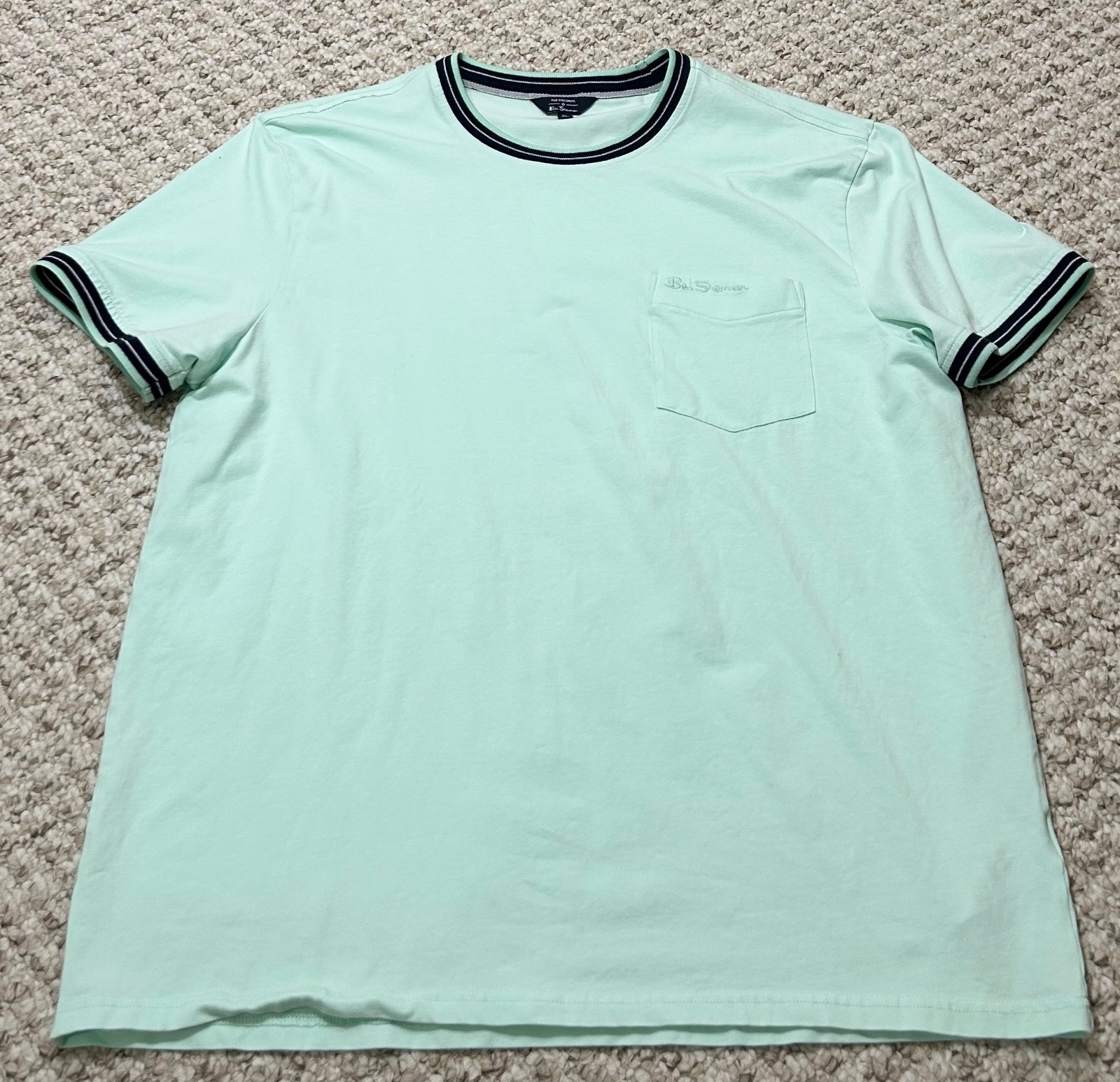 Ben Sherman Men’s Slim-Fit Crew Neck Cotton Stretch Pocket T-Shirt Mint Green XL