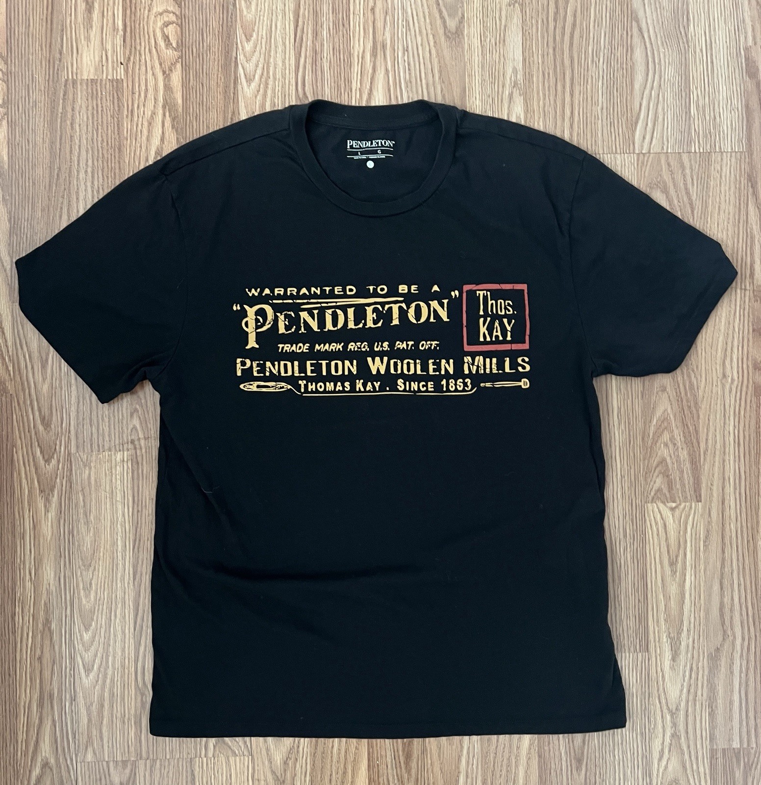 Pendleton Oregon Black Mens Short Sleeve Graphic Tee T-Shirt L Large 1006 Mens