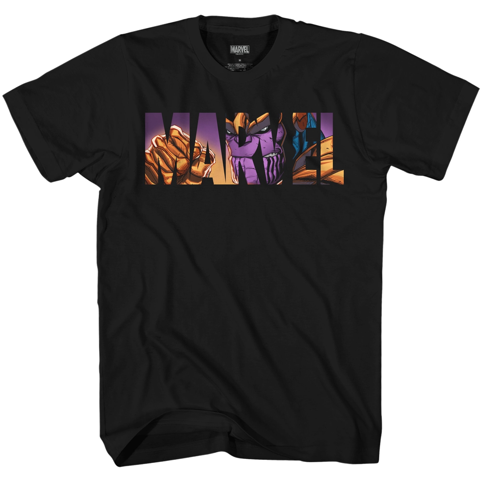 Marvel Logo Thanos Avengers Super Hero Adult Graphic Men’s T-Shirt Black- Large