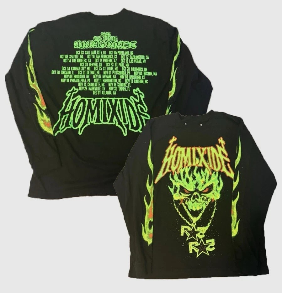 Homixide Green Skull Longsleeve Antagonist Long Sleeve T Shirt Full Size TU640