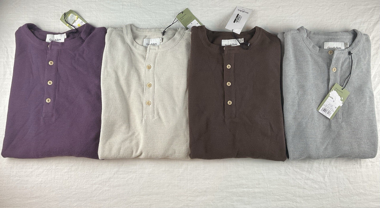 4 Men’s Goodfellow & Co Textured Thermal Long Sleeve Henley Shirt Lot Size S