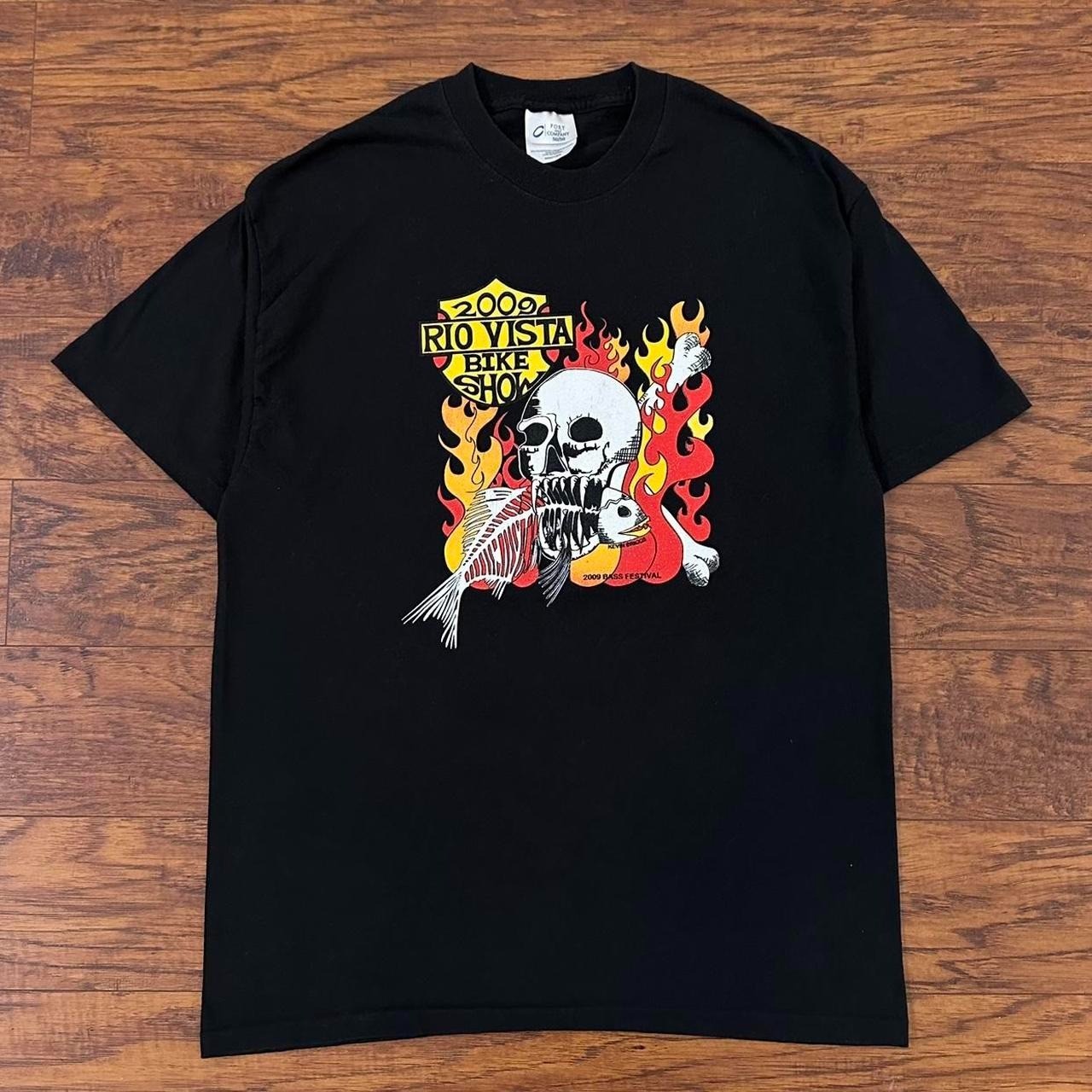 Y2K Skull Flame Bike Rally T-Shirt