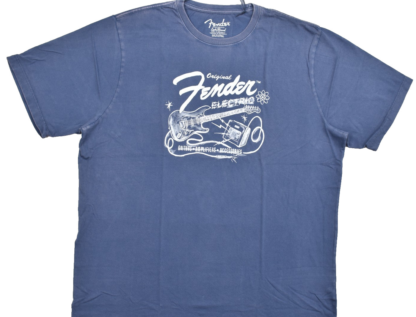 Lucky Brand Men’s Fender Electric Sunset Blue Short Sleeve Crew Neck Sz 2XLT NEW