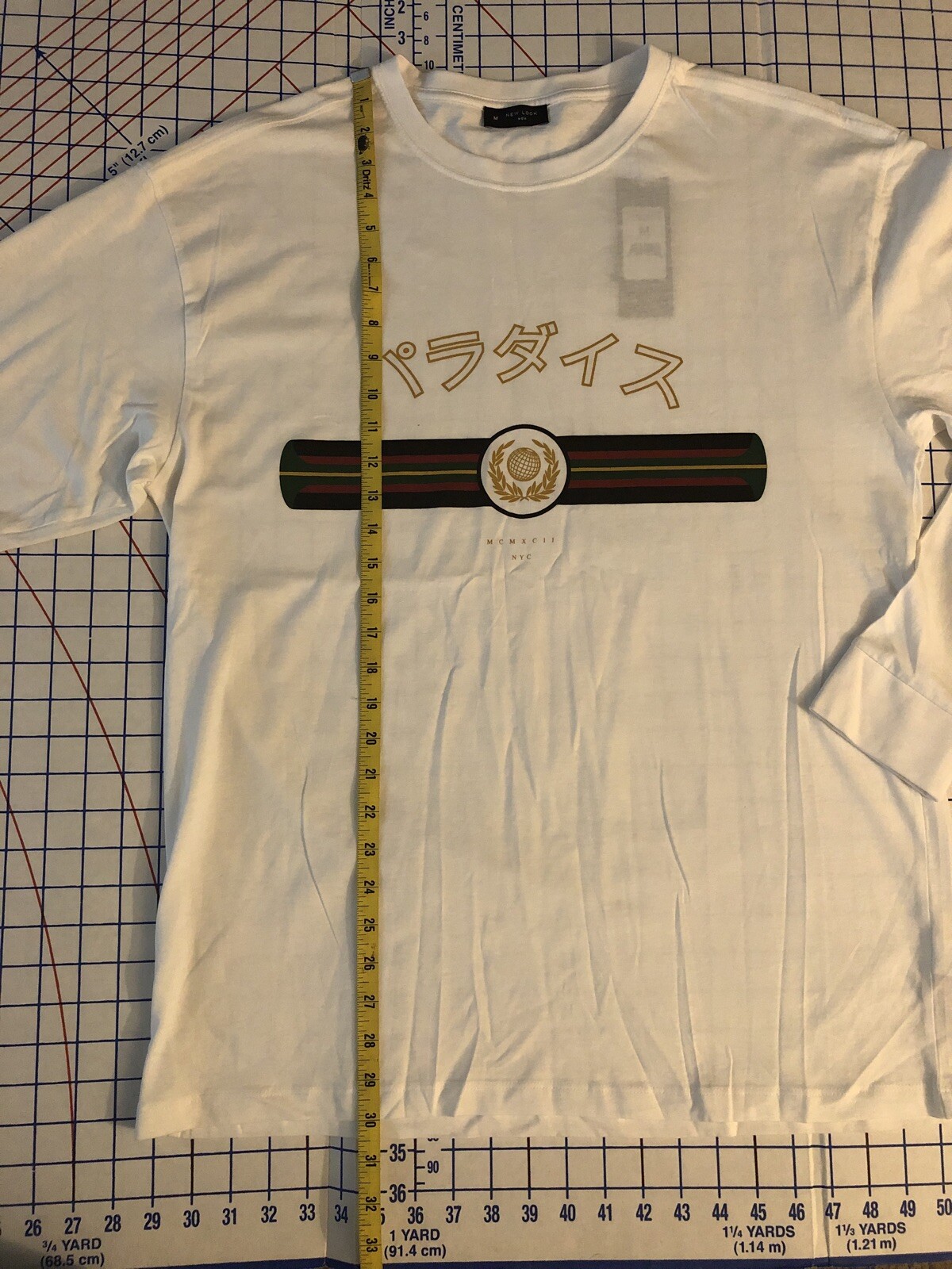 New Look Men Oversized Fit Long Sleeve Symbol Banner Tee medium