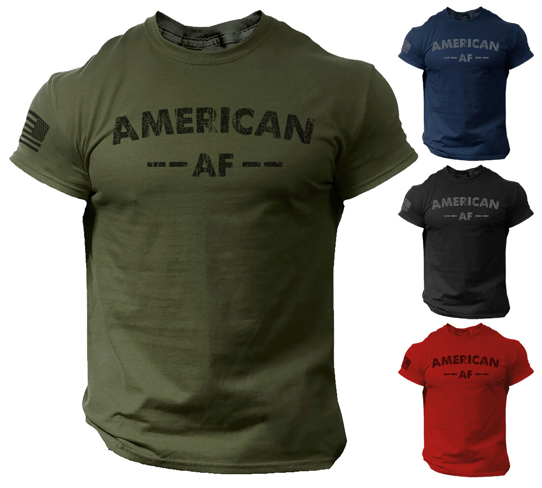 American AF Patriotic USA Flag T Shirt for Men Funny – Soft Style 100% Cotton