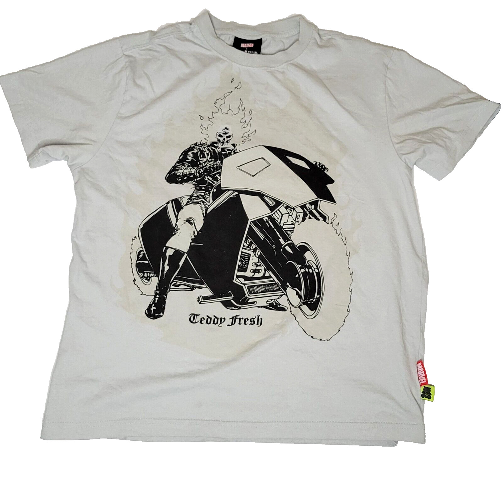 Ghost Rider Teddy Fresh T-Shirt Men’s Small Gray Graphic UV Marvel Comic Tee