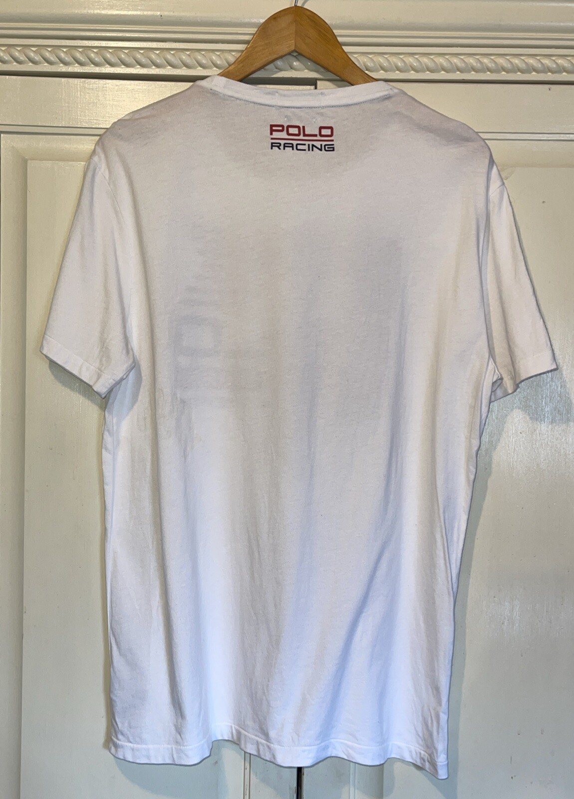 Polo Ralph Lauren T shirt Men L White Offshore Sailing Team American Flag Preppy