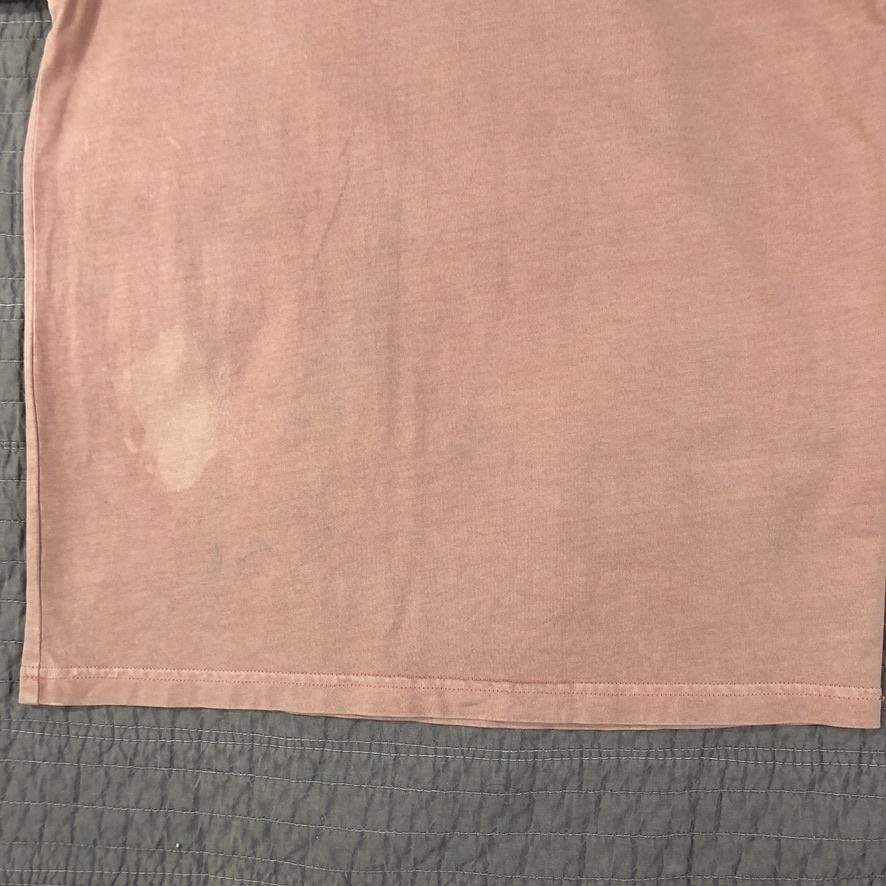 Kith Shirt Men XS Pink Script Logo Embroidered Tee Crewneck Distressed Patina