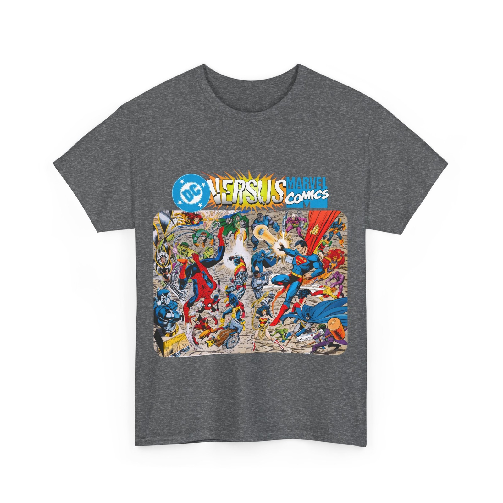 DC Vs Marvel T-Shirt – John Byrne Art – Spider-man, Raven, Wolverine, Joker