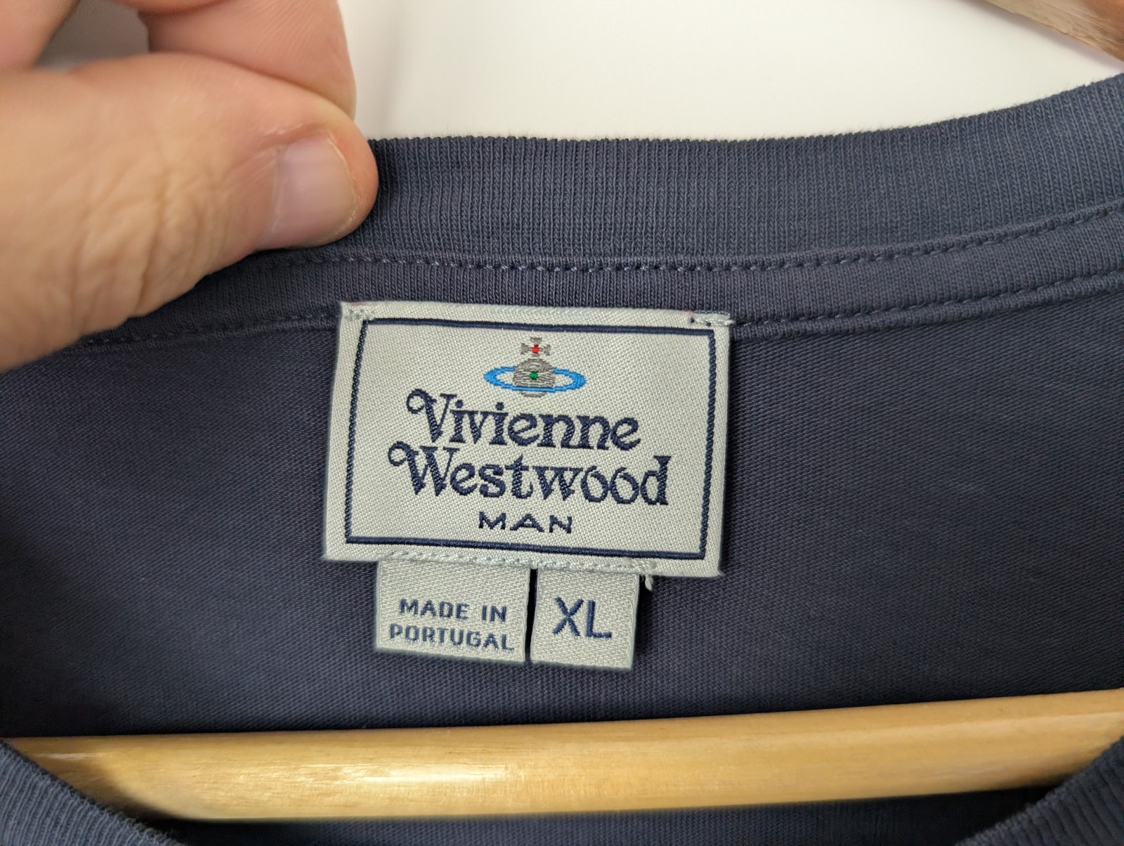 Vivienne Westwood Man T-Shirt Mens XL Blue Orb Logo Casual Short Sleeve Cotton