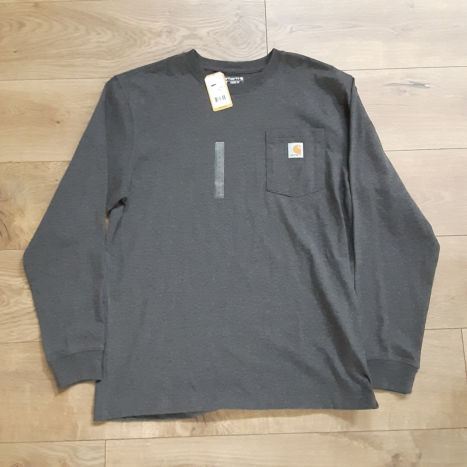 Carhartt Mens Grey Medium Loose Fit Long Sleeve Heavyweight Pocket T-Shirt New
