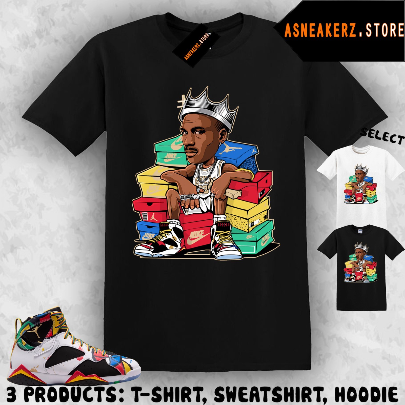Tee Shirt Matching AJ 7 Miro 2026 To Match Sneaker MJ Sneakerhead King T-Shirt