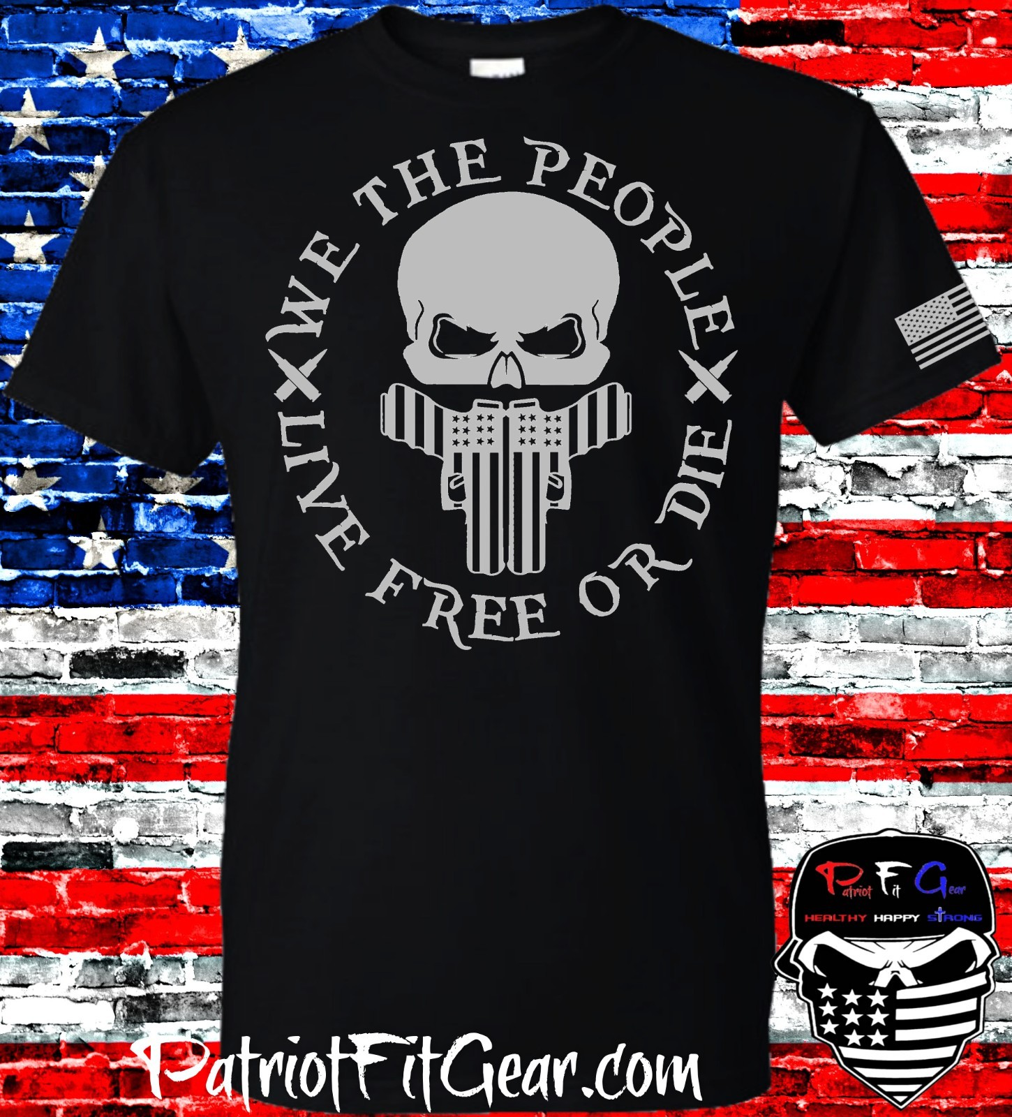 t-shirt, We Teh People, Live Free Or Die, Gun Rights, Skull,Patriotic,Custom tee
