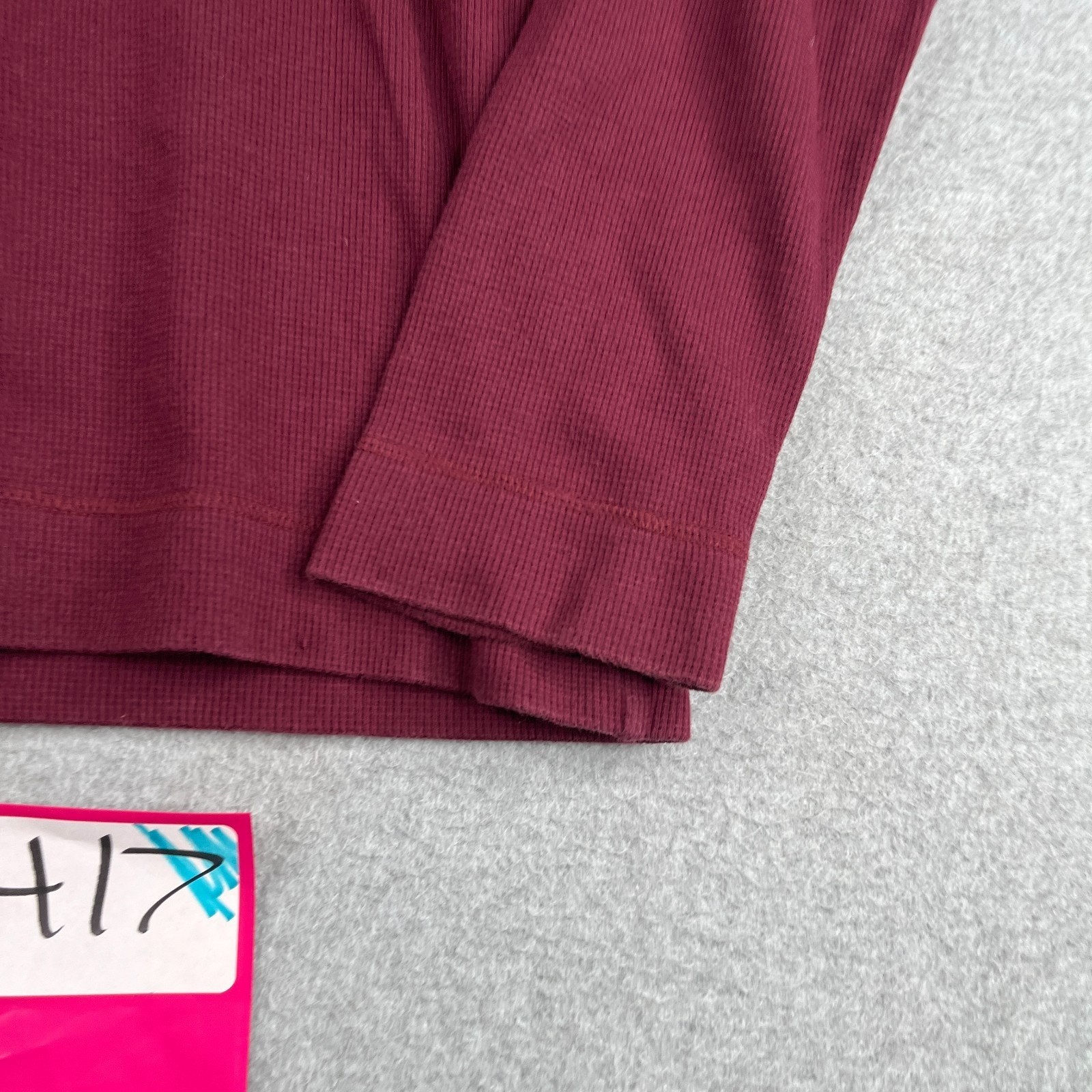 Banana Republic Henley Shirt Waffle Knit 1/2 Zip Burgundy Long Sleeve Pullover L