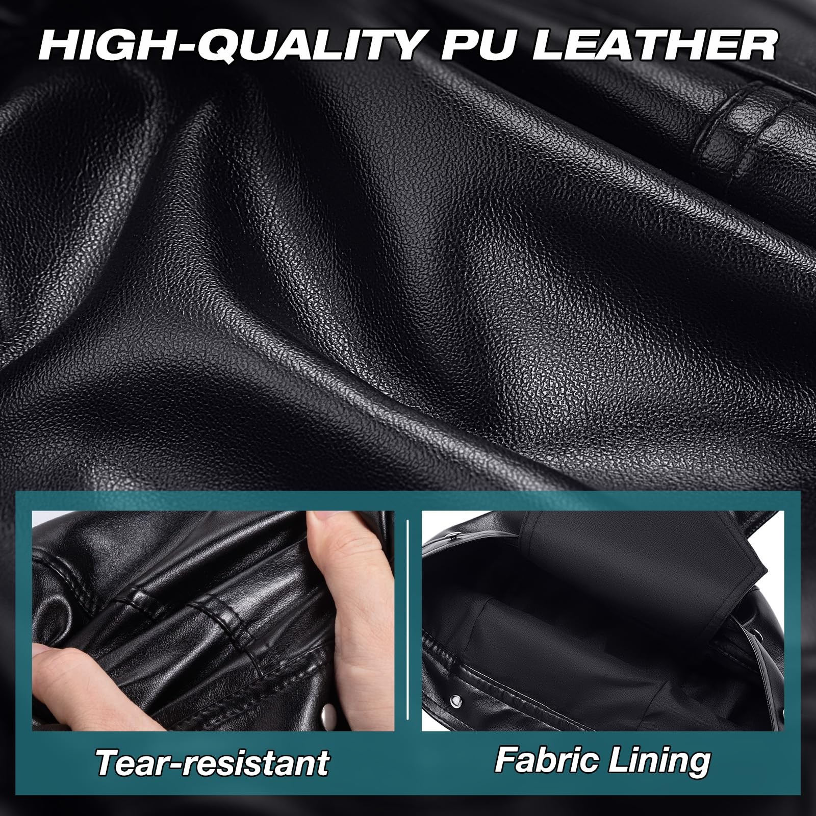 PU Leather Biker Cap with Metal Cross, Classic Fashion Leather Biker Hat Unis…
