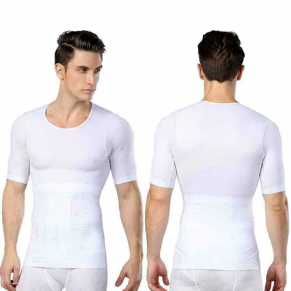 SecondSkin Men’s Compression T-Shirts Body Shaper Slimming Cooling Fitness Tops