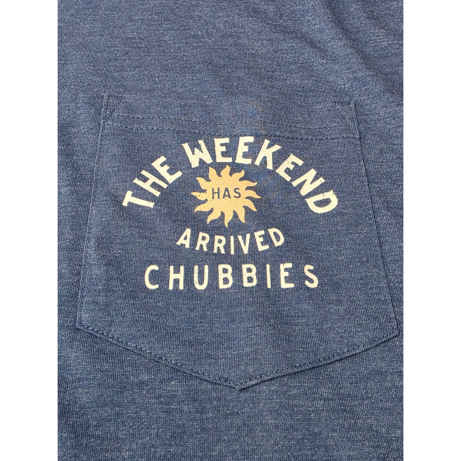 NWT Chubbies The Weekend has Arrived blue short sleeve pocket t-shirt – medium